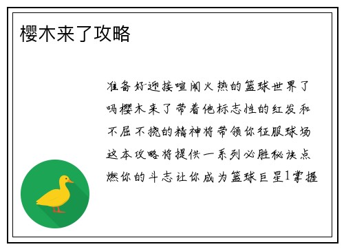 樱木来了攻略